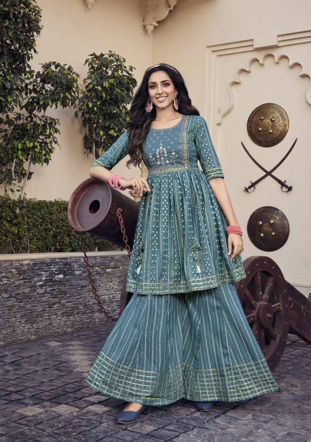 Lavish New Designer Festive Wear Embroidery Heavy Kurti With Bottom Collection